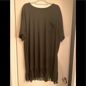 Black Fringe Hem Dress